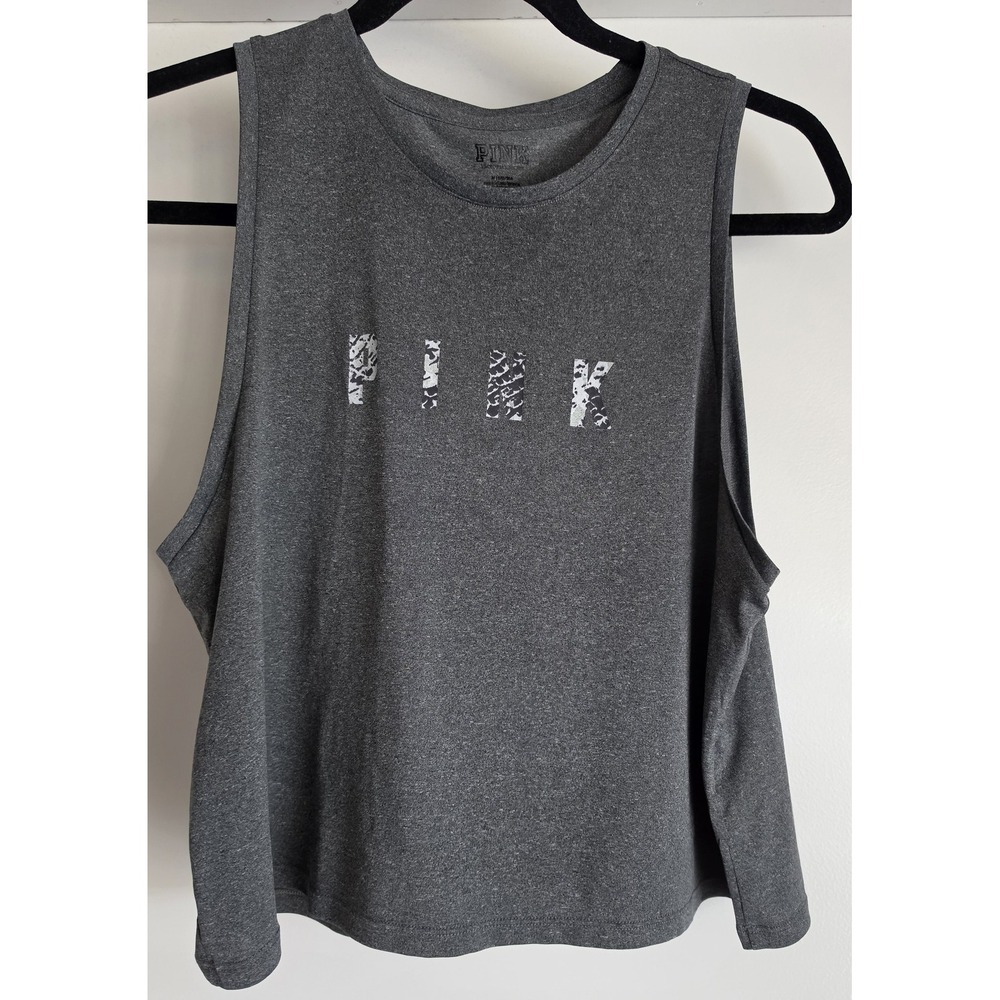 PINK Victoria's Secret Tank Top Women M Grey Sleeveless Activewear Athleisure